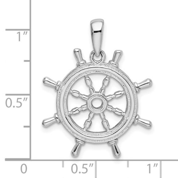 925 Sterling Silver Nautical Themed 3-D Ships Wheel Necklace Charm Pendant - Picture 5 of 11